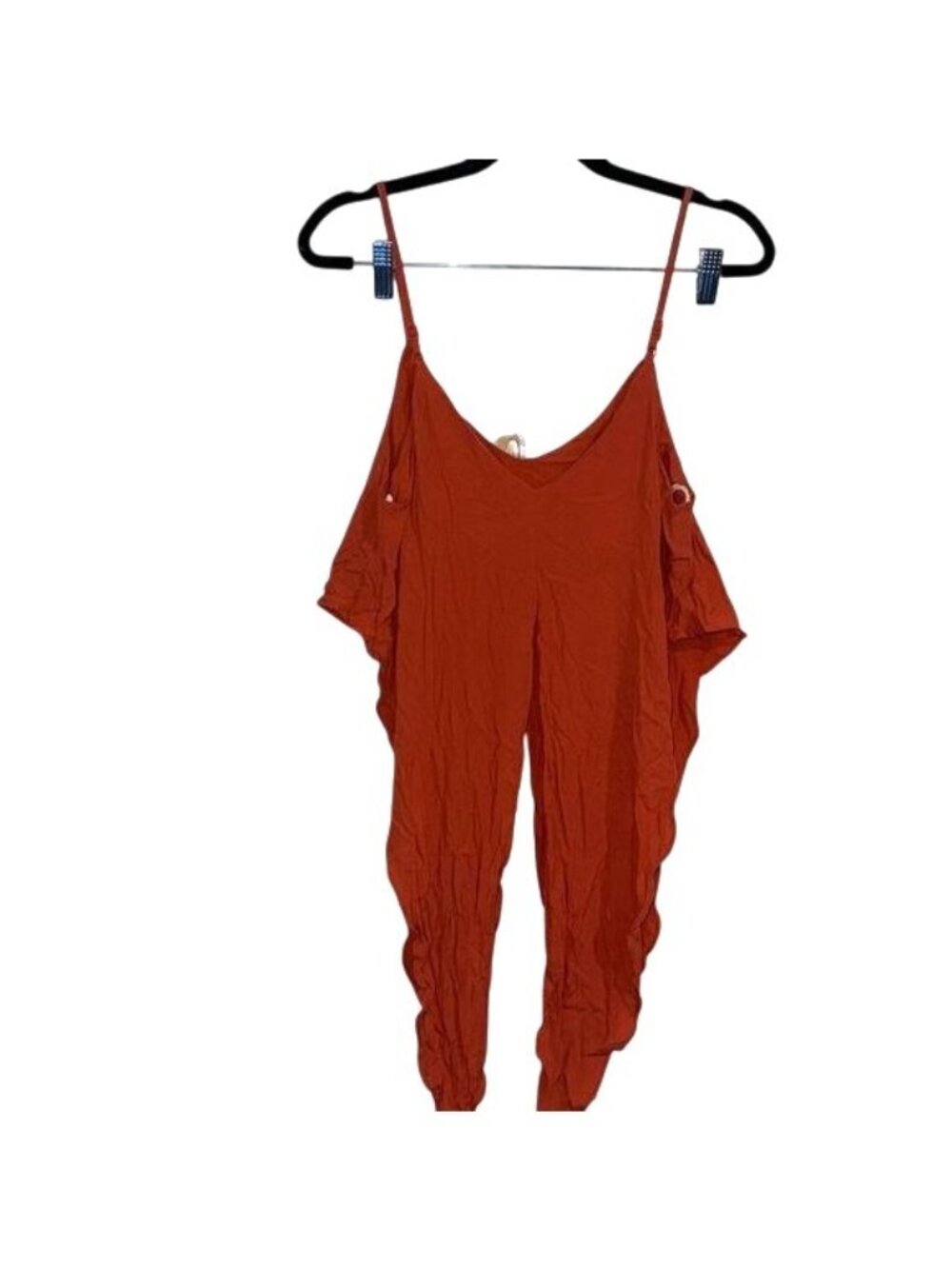 Mustard Seed Orange Crinkled Jumpsuit Rayon & Viscose Fabric Adjustable Straps S